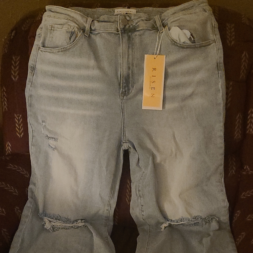 High Rise Blue Denim Jeans with Vintage Look